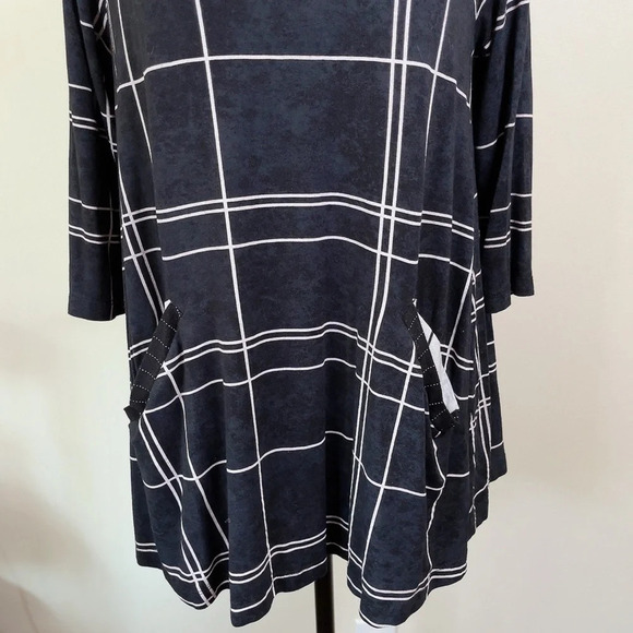 Alembika Windowpane Mineral Wash 3/4 Sleeve Pocket Tunic - Picture 7 of 14